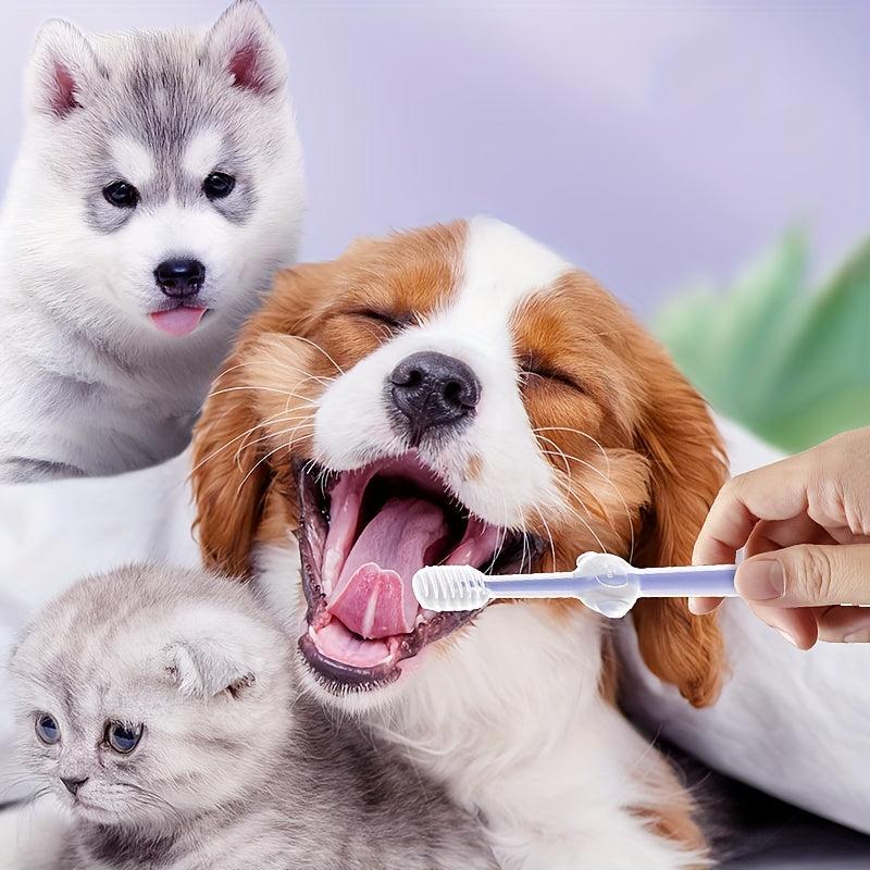 3pc Pet Silicone Toothbrush Set Soft Bristle Dog Teeth Tongue Cleaning Brush
