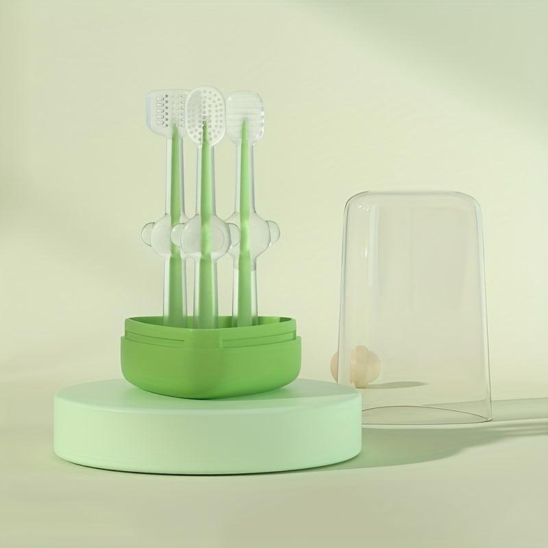 3pc Pet Silicone Toothbrush Set Soft Bristle Dog Teeth Tongue Cleaning Brush