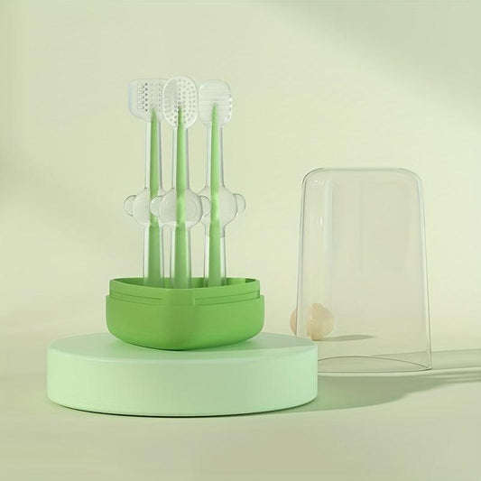 3pc Pet Silicone Toothbrush Set Soft Bristle Dog Teeth Tongue Cleaning Brush