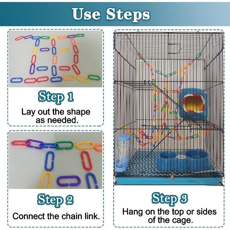 Rainbow C Clips Chains Hooks Plastic Chain Links Bird Learning Toy