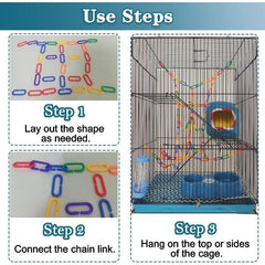 Rainbow C Clips Chains Hooks Plastic Chain Links Bird Learning Toy