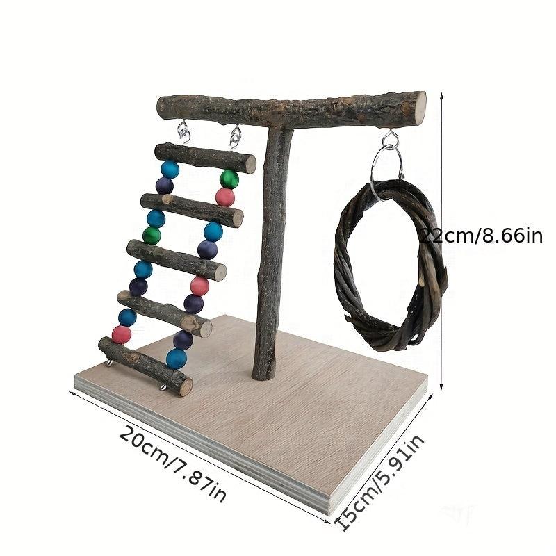Solid Wood Parrot Stand Training Bird Rack Parrot Toy Supplies