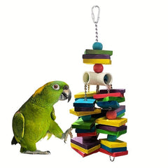 Colorful Wooden Blocks and Beads Chewing Bird Toys for Parrots