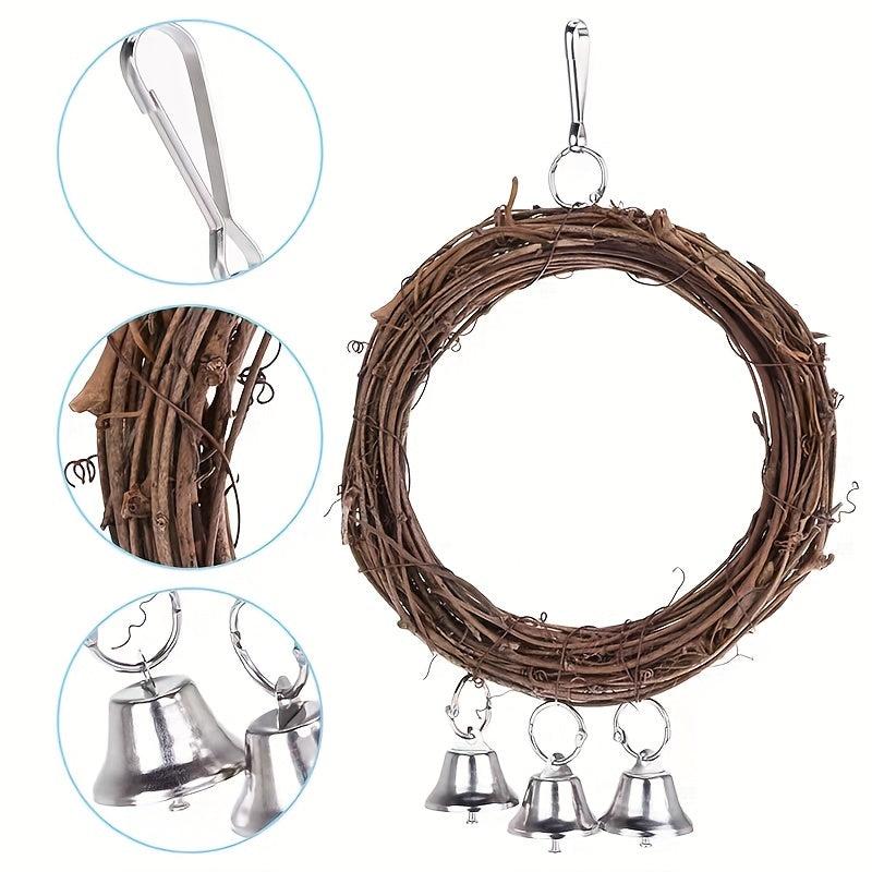 Parakeet Parrot Bird Swing Hanging Bell Toy