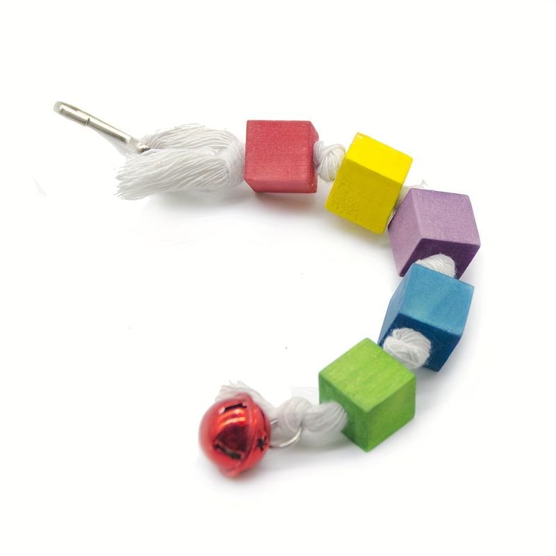 Colorful Wooden Parrot Swing Toy for Chewing with Cage Accessories