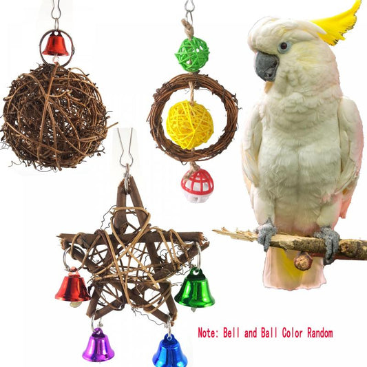 Colorful Parrot Beads & Bell String Toy Interactive & Fun For Birds