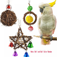 Colorful Parrot Beads & Bell String Toy Interactive & Fun For Birds