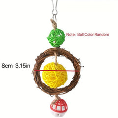Colorful Parrot Beads & Bell String Toy Interactive & Fun For Birds