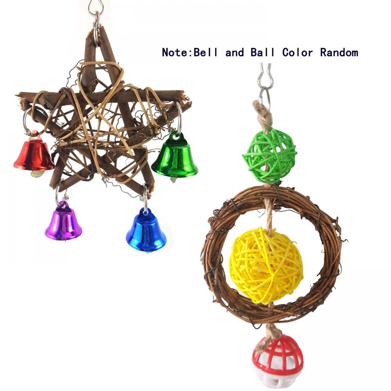 Colorful Parrot Beads & Bell String Toy Interactive & Fun For Birds