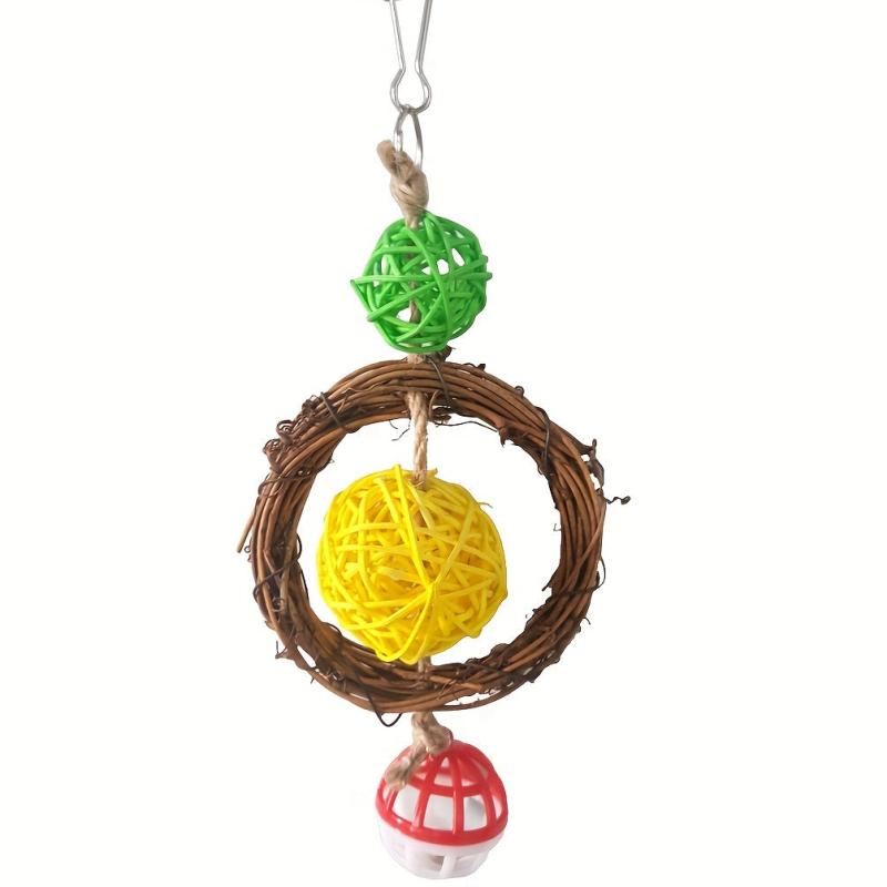 Colorful Parrot Beads & Bell String Toy Interactive & Fun For Birds
