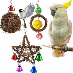 Colorful Parrot Beads & Bell String Toy Interactive & Fun For Birds