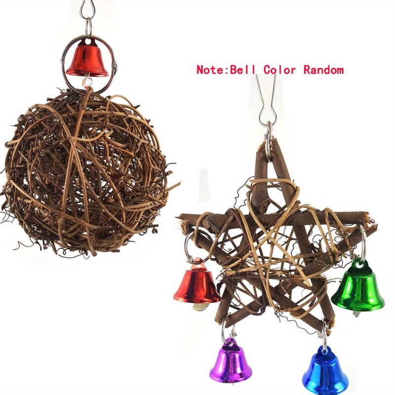 Colorful Parrot Beads & Bell String Toy Interactive & Fun For Birds