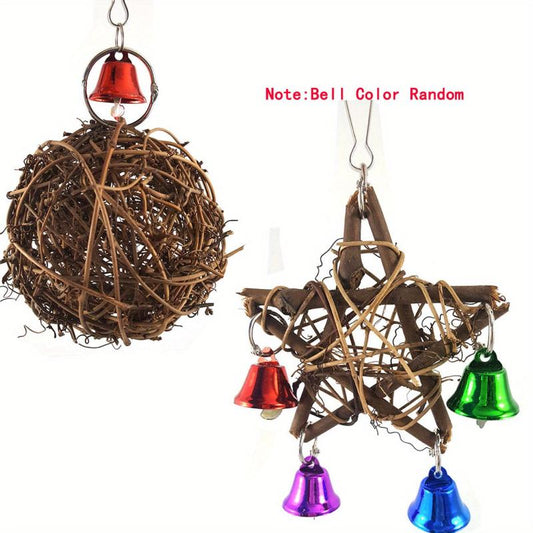 Colorful Parrot Beads & Bell String Toy Interactive & Fun For Birds