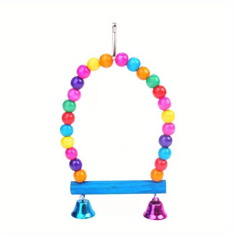 Wooden Bird Swing Beads Parrot Toy for Small Parakeets Budgies Cockatiels