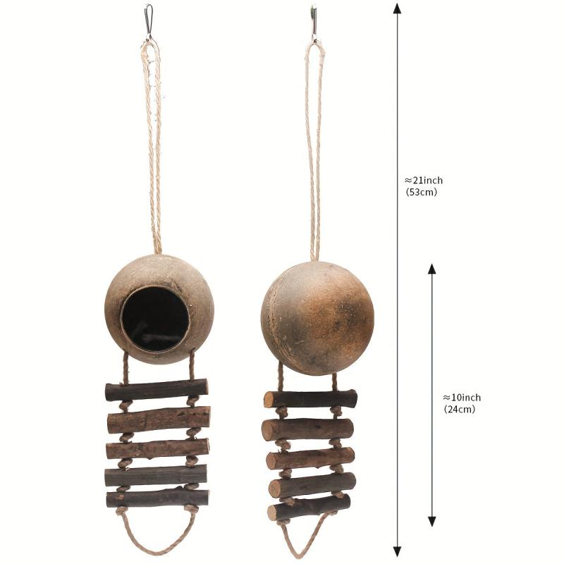 Coconut Hideaway Ladder Toy for Hamster Bird Cage