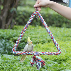 Colorful Bird Triangle Rope Swing for Parrot Chewing Climbing Toy