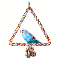 Colorful Bird Triangle Rope Swing for Parrot Chewing Climbing Toy