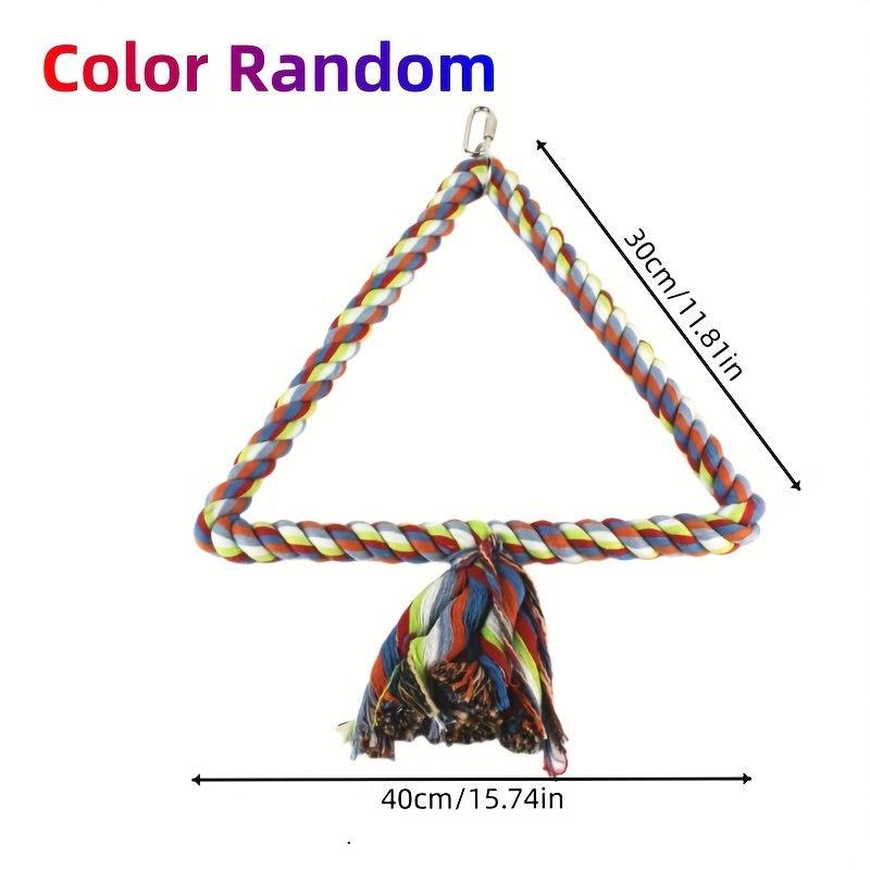 Colorful Bird Triangle Rope Swing for Parrot Chewing Climbing Toy