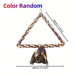 Colorful Bird Triangle Rope Swing for Parrot Chewing Climbing Toy