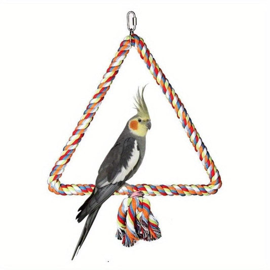 Colorful Bird Triangle Rope Swing for Parrot Chewing Climbing Toy