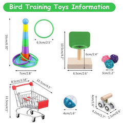 6pcs Bird Training Toys Roller Skate Stacking Rings Bell Balls