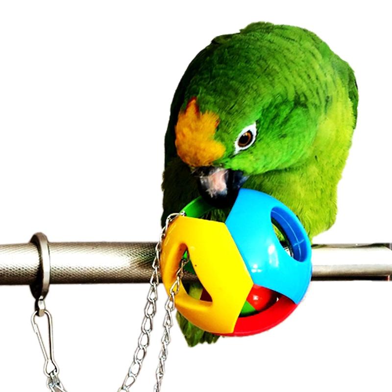 Colorful Chewing Treat Toy for Medium to Large Parrots Parrot Ball with Bell