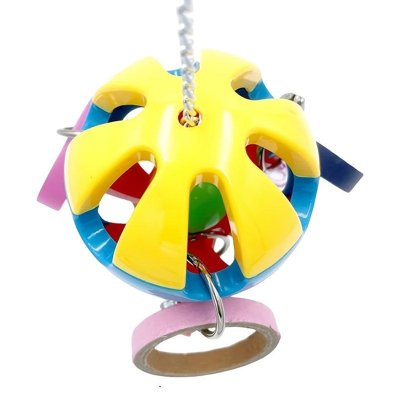 Parrot Plastic Ball Toy With Cardboard Bagel For Cage Bird Chew Toy