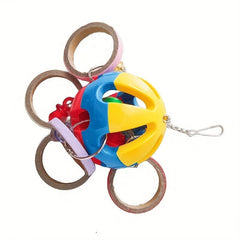 Parrot Plastic Ball Toy With Cardboard Bagel For Cage Bird Chew Toy