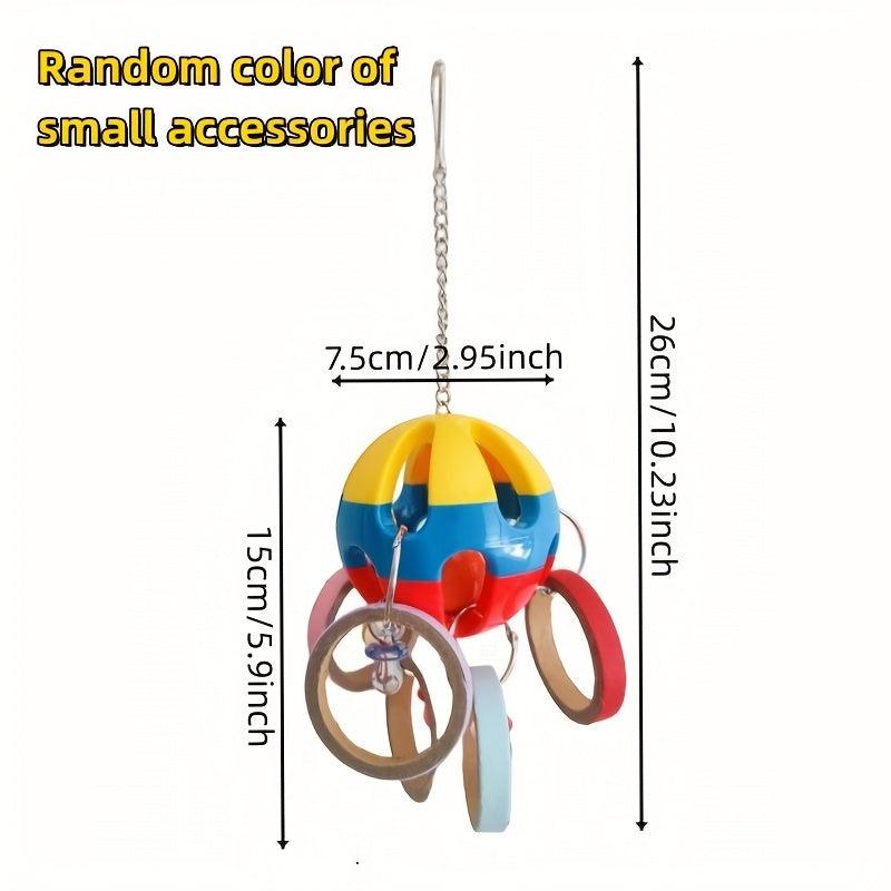 Parrot Plastic Ball Toy With Cardboard Bagel For Cage Bird Chew Toy