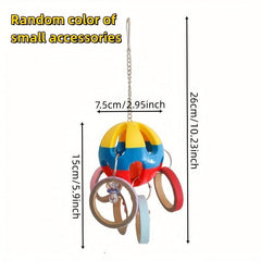 Parrot Plastic Ball Toy With Cardboard Bagel For Cage Bird Chew Toy