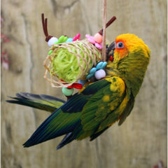 Parrot Toy Hanging Bird Toy Wire Straw Rope Bamboo Drawing Toy