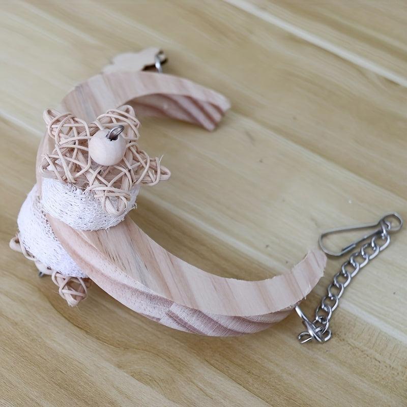 Moon Shaped Parrot Swing & Molar Toy for Budgerigar Lovebird