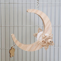 Moon Shaped Parrot Swing & Molar Toy for Budgerigar Lovebird