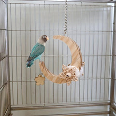 Moon Shaped Parrot Swing & Molar Toy for Budgerigar Lovebird