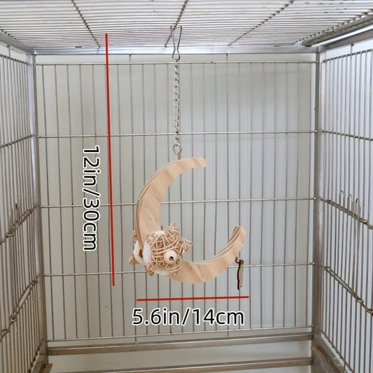 Moon Shaped Parrot Swing & Molar Toy for Budgerigar Lovebird