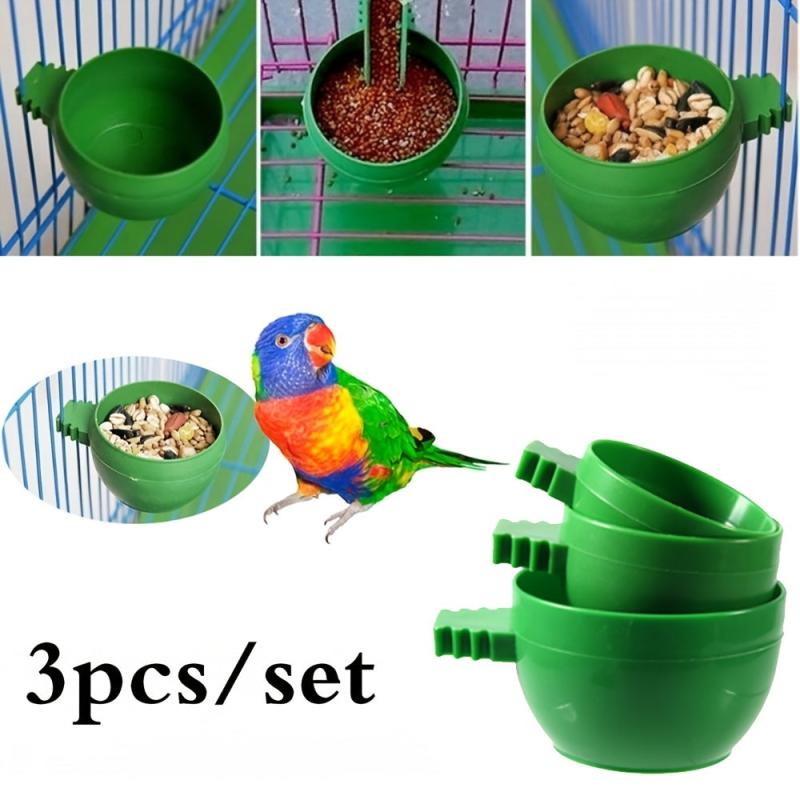 3pcs Mini Round Bird Food Water Bowl Feeder Pigeons Birds Cage Feeding Basin