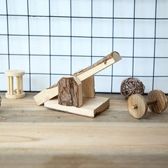 Natural Wood Hamster Seesaw Log Toy for Small Pet Cage Gnaw Bite Teeth Supplies