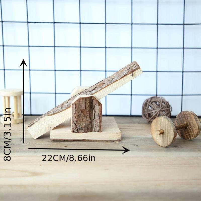 Natural Wood Hamster Seesaw Log Toy for Small Pet Cage Gnaw Bite Teeth Supplies