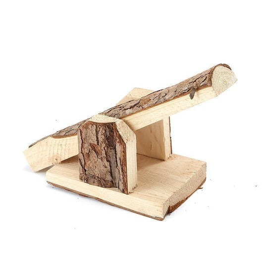Natural Wood Hamster Seesaw Log Toy for Small Pet Cage Gnaw Bite Teeth Supplies