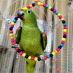 Colorful Beaded Parrot Swing Toy - Bird Cage Toy