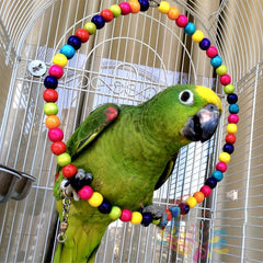 Colorful Beaded Parrot Swing Toy - Bird Cage Toy
