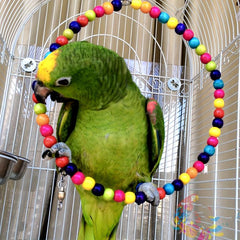 Colorful Beaded Parrot Swing Toy - Bird Cage Toy