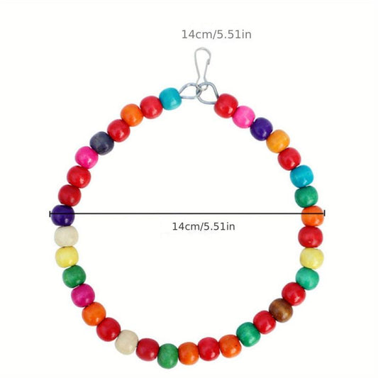 Colorful Beaded Parrot Swing Toy - Bird Cage Toy