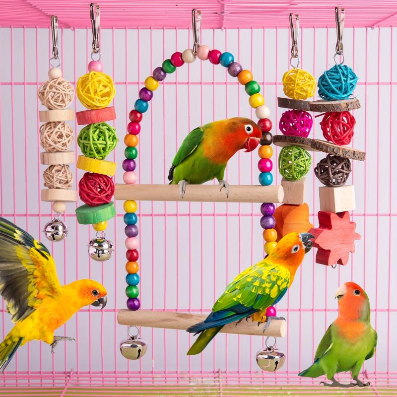 Colorful Bamboo Shredding Toy for Small Birds
