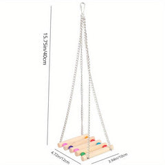 Wooden Suspension Bridge Hanging Bird Toy for Cockatiel Budgerigar