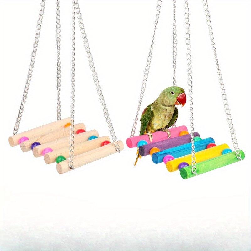 Wooden Suspension Bridge Hanging Bird Toy for Cockatiel Budgerigar