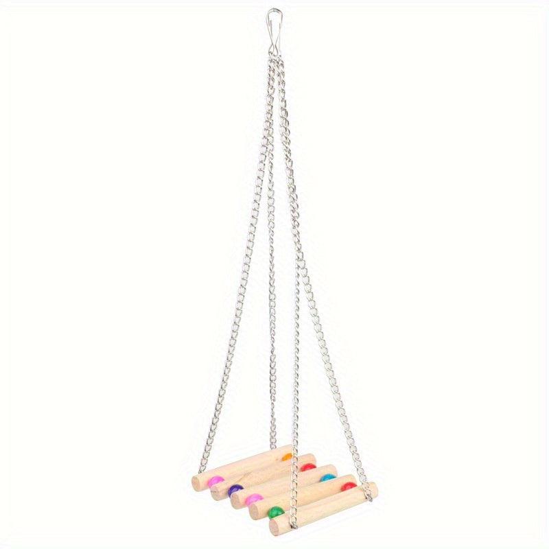 Wooden Suspension Bridge Hanging Bird Toy for Cockatiel Budgerigar