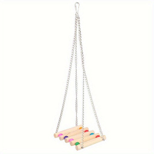 Wooden Suspension Bridge Hanging Bird Toy for Cockatiel Budgerigar
