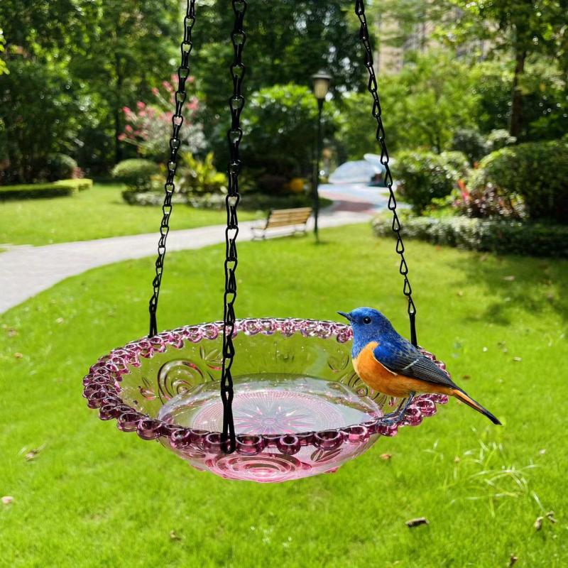 Bird Flower Shaped Bird Feeder Garden Outdoor Hanging Bird Bath Water Feeder