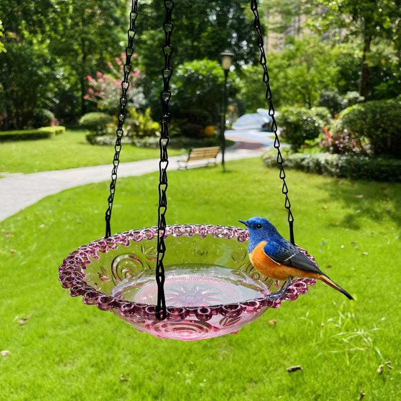 Bird Flower Shaped Bird Feeder Garden Outdoor Hanging Bird Bath Water Feeder